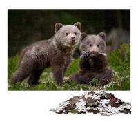 1000 Piece Jigsaw Two Brown Bear Cubs in Forest Challenging Puzzles Family Activity Brain Teaser Home Decor 1000 PCS(38x26cm)