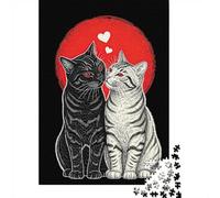 1000 Piece Jigsaw, Two Cats in Love, New Year Gift, 38x26cm/1000pcs | For a classic tabletop challenge, this adult jigsaw puzzle with 1000 pieces works well for longer puzzle sessions.
