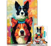 1000 Piece Jigsaw Two Dogs 1000 Piece Jigsaw Puzzle for Adults Teens,Toys Educational Games Stress Relieving Artists Collection, Fine Art 50x75cm