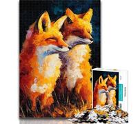 1000 Piece Jigsaw Two Foxes 1000 Pieces Jigsaw Puzzles For Teens And Adults,Fully Interlocking & Randomly Shaped Pieces 50x75cm