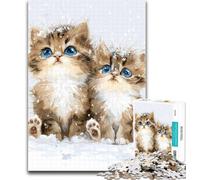 1000 Piece Jigsaw Two Kittens Jigsaw Puzzles for Teenagers,Toys Educational Games Stress Relieving Parent-child Interaction 26x38cm