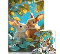 1000 Piece Jigsaw Two Rabbits Jigsaws 1000 Pieces for Teenagers,Stress Reliever Difficult Challenge Unique Home Decor And Gifts 50x75cm
