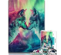 1000 Piece Jigsaw Two Wolves in Colour Puzzles 1000 Pieces for Teenagers,Stress Reliever Difficult Challenge Enhance Love between Couples (50x75cm)