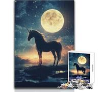 1000 Piece Jigsaw Unicorn In Moonlight Relaxing Way to Fill Spare Time Consistent Precise Cutting Play Toy Size 38x26cm