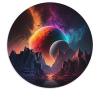 1000 Piece Jigsaw Universe Planet Round Jigsaw Puzzles 1000 Pieces for Adults Perfect for Home & Office Decor, Parties, Birthdays 67.5x67.5cm