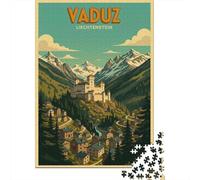 1000 Piece Jigsaw, Vaduz, Liechtenstein Vintage Travel Poster, 38x26cm/1000pcs