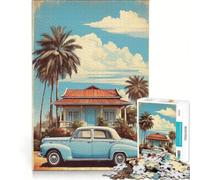 1000 Piece Jigsaw Vintage Cuba Car Aesthetic Hands-on Game Train Your Brain And Hands with Fully Interlocking Randomly Shaped Pieces 38x52cm