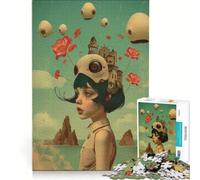 1000 Piece Jigsaw Vintage Surreal Poster Hands-on Game Train Your Brain And Hands with Fully Interlocking Randomly Shaped Pieces 38x52cm