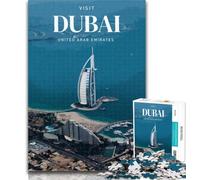 1000 Piece Jigsaw Visit Dubai 1000 Piece Jigsaw Puzzles for Adults & Teens,with Matching Poster And Trivia Sheet for Age 14 75x50cm