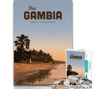 1000 Piece Jigsaw Visit Gambia Puzzles 1000 Pieces for Teenagers,Toys Educational Games Stress Relieving Artists Collection, Fine Art 75x50cm