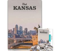 1000 Piece Jigsaw Visit Kansas Adult Puzzles 1000 Pieces,Toys Educational Games Stress Relieving Wishlist with Santa Claus 75x50cm