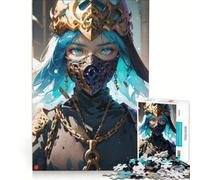 1000 Piece Jigsaw Warrior Woman in A Mask Hands-on Game Train Your Brain And Hands with Fully Interlocking Randomly Shaped Pieces 38x26cm