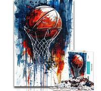 1000 Piece Jigsaw Watercolor Basketball Puzzles for Adults And Teenagers,Decompressing Intellectual Educational Toy Secret Santa Gifts 26x38cm