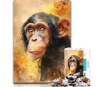 1000 Piece Jigsaw Watercolor Chimpanzee Adult Jigsaws 1000 Pieces Difficult,Interesting Stress Reduction Parent-child Interaction 26x38cm