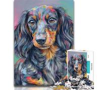 1000 Piece Jigsaw Watercolor Dachshund Adult Jigsaw Puzzles 1000,Toys Educational Games Stress Relieving Wishlist with Santa Claus 50x75cm