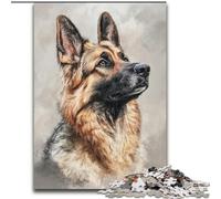 1000 Piece Jigsaw Watercolor German Shepherd cardboard Puzzles 26X38CM for Teenagers, Family Game Night, Brain-Challenging Gift Idea