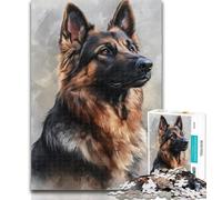 1000 Piece Jigsaw Watercolor German Shepherd Jigsaw Puzzles for Adults 1000 Piece,Perfect for Game Nights, Colorful Toy for Home Gift 75x50cm