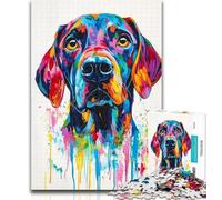 1000 Piece Jigsaw Watercolor German Shorthaired Pointers Jigsaw Puzzles for Teenagers 1000 Pieces,Toys Educational Games Stress Relieving Parent-child Interaction 26x38cm