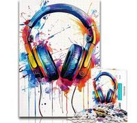 1000 Piece Jigsaw Watercolor Headphones 1000 Pieces Jigsaw Puzzle for Adults& Teens,Classic Educational Games Beautiful Decoration 50x75cm