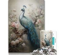 1000 Piece Jigsaw Watercolor Peacock Adult Puzzles 1000 Pieces,Learning Educational Toys Family Games Enhance Love between Couples (50x75cm)