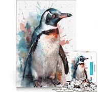 1000 Piece Jigsaw Watercolor Penguin Hands-on Game Train Your Brain And Hands with Fully Interlocking Randomly Shaped Pieces 38x26cm