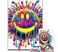 1000 Piece Jigsaw Watercolor Smile Logo 1000 Piece Jigsaw Puzzles for Teenagers Gifts,Enhance Love between Couples for Age 14 26x38cm