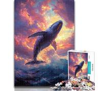 1000 Piece Jigsaw Whales Jumping at Sunset Jigsaw Puzzles for Teenagers 1000 Piece,Family Game Stress Reliever Difficult Challenge Secret Santa Gifts 26x38cm