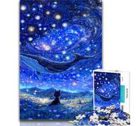 1000 Piece Jigsaw Whales Under The Starry Sky 1000 Piece Jigsaw Puzzles for Teenagers Gifts,Enhance Love between Couples for Age 14 26x38cm