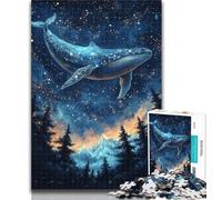 1000 Piece Jigsaw Whales Under The Starry Sky Jigsaw Puzzles for Teenagers,Stress Reliever Difficult Challenge Enhance Love between Couples 50x75cm