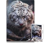 1000 Piece Jigsaw White Tiger Predator Relaxing Way to Fill Spare Time Consistent Precise Cutting Play Toy Size 50x75cm