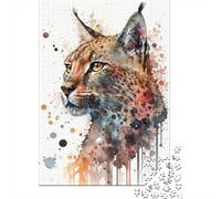1000 Piece Jigsaw, Wild Cat Watercolor, Festive Gift, 70x50cm/1000pcs | For a useful gift beyond Christmas Day: Adult jigsaw puzzle with 1000 pieces suits quiet days around New Year.
