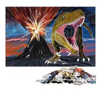 1000 Piece Jigsaw Wild Dinosaur at Volcano Challenging Puzzles Family Activity Brain Teaser Home Decor 1000 PCS(75x50cm)