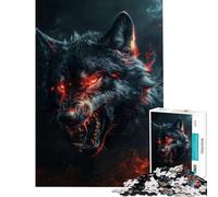 1000 Piece Jigsaw Wild Evil Black Wolf Brain Intelligence Challenge Addictive Toys Educational Games Hand Speed Race Gifts For Birthdays (Size 75x50cm)