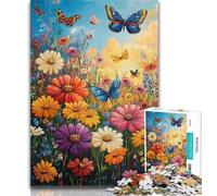 1000 Piece Jigsaw Wildflowers Butterflies Oil Painting 1000 Piece Jigsaw Puzzles for Adults & Teens,Toys Educational Games Stress Relieving Wall Decoration 75x50cm
