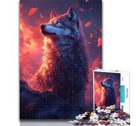 1000 Piece Jigsaw Wolf at Sunset Jigsaw Puzzles for Teenagers 1000 Pieces,Toys Educational Games Stress Relieving Parent-child Interaction 26x38cm