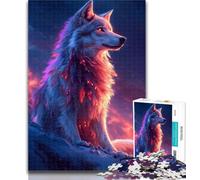 1000 Piece Jigsaw Wolf at Sunset Jigsaws Puzzles 1000 Pieces for Adults Gifts,with Matching Poster And Trivia Sheet for Age 14 50x75cm