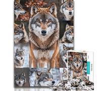 1000 Piece Jigsaw Wolf Collage 1000 Piece Jigsaw Puzzle for Adults And Teenagers,Unique Home Decor And Gifts for Age 14 26x38cm