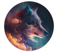 1000 Piece Jigsaw Wolf Nebula Round Jigsaw Puzzles 1000 Pieces for Adults Perfect for Home & Office Decor, Parties, Birthdays 67.5x67.5cm