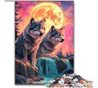 1000 Piece Jigsaw Wolf Under The Moon 1000 Piece Jigsaw Puzzle for Birthdays, Holidays, And Home Decor 50X75CM