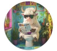 1000 Piece Jigsaw Yak Go Toilet 1000-Piece Round Jigsaw Puzzle Challenging Brain Teaser for Teenagers, Family Game Night Fun 1000pcs (67.5x67.5cm)