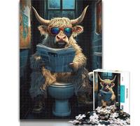 1000 Piece Jigsaw Yak Sitting on The Toilet Jigsaws 1000 Pieces for Teenagers,Stress Reliever Difficult Challenge Unique Home Decor And Gifts 26x38cm