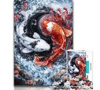 1000 Piece Jigsaw Yin Yang Koi Jigsaw Puzzles for Adults 1000,Educational Games Home Decoration Artists Collection, Fine Art 26x38cm