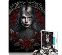 1000 Piece Jigsaw Young Vampire Girl 1000 Piece Jigsaw Puzzles for Adults & Teens,with Matching Poster And Trivia Sheet for Age 14 (38x26cm)