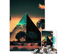 1000 Piece Jigsaws A Pyramid in The Neon Sand Calm Focus Desktop Game Neat Fragment No Messy Bits Lovely Pastime for Festive Gatherings (Size 38x26cm)