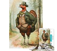 1000 Piece Jigsaws A Turkey As A Hunter Calm Focus Desktop Game Perfect Joint between Each Part Delightful Game for Casual GetTogethers (Size 38x52cm)