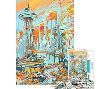1000 Piece Jigsaws Abstract Art Modern City Calm Focus Desktop Game Neat Fragment No Messy Bits Lovely Pastime for Festive Gatherings (Size 50x75cm)