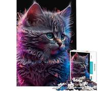 1000 Piece Jigsaws Abstract Cat Portrait Calm Focus Desktop Game Perfect Joint between Each Part Delightful Game for Casual GetTogethers (Size 50x75cm)