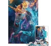1000 Piece Jigsaws Abstract Cosmic Unicorn Calm Focus Desktop Game Neat Fragment No Messy Bits Lovely Pastime for Festive Gatherings (Size 50x75cm)