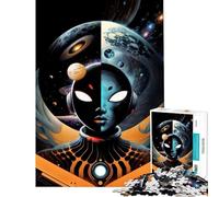 1000 Piece Jigsaws Abstract Face in Space Calm Focus Desktop Game Perfect Joint between Each Part Delightful Game for Casual GetTogethers (Size 38x52cm)