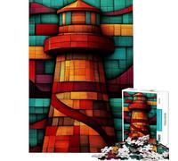 1000 Piece Jigsaws Abstract Lighthouse Mosaic Calm Focus Desktop Game Perfect Joint between Each Part Delightful Game for Casual GetTogethers (Size 38x26cm)